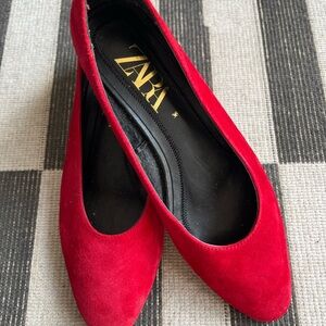 ZARA Red Suede Shoes